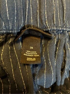 Lane Bryant Navy Pinstripe Wide-Leg Trousers